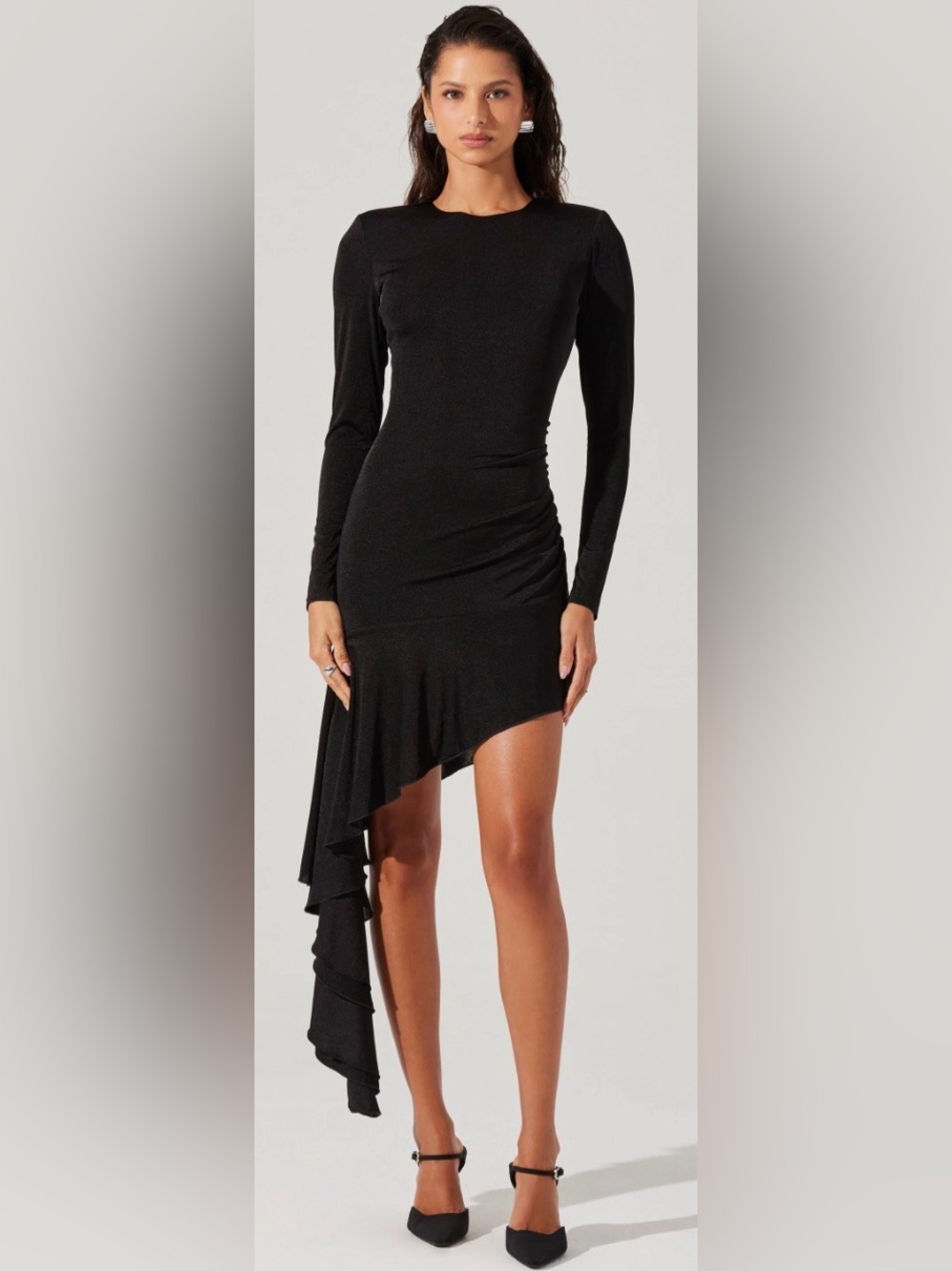 NWT ASTR the Label Asymmetric Waterfall Ruffle Hem Dress ZB14